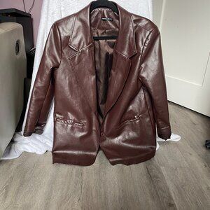 Faux Leather Blazer